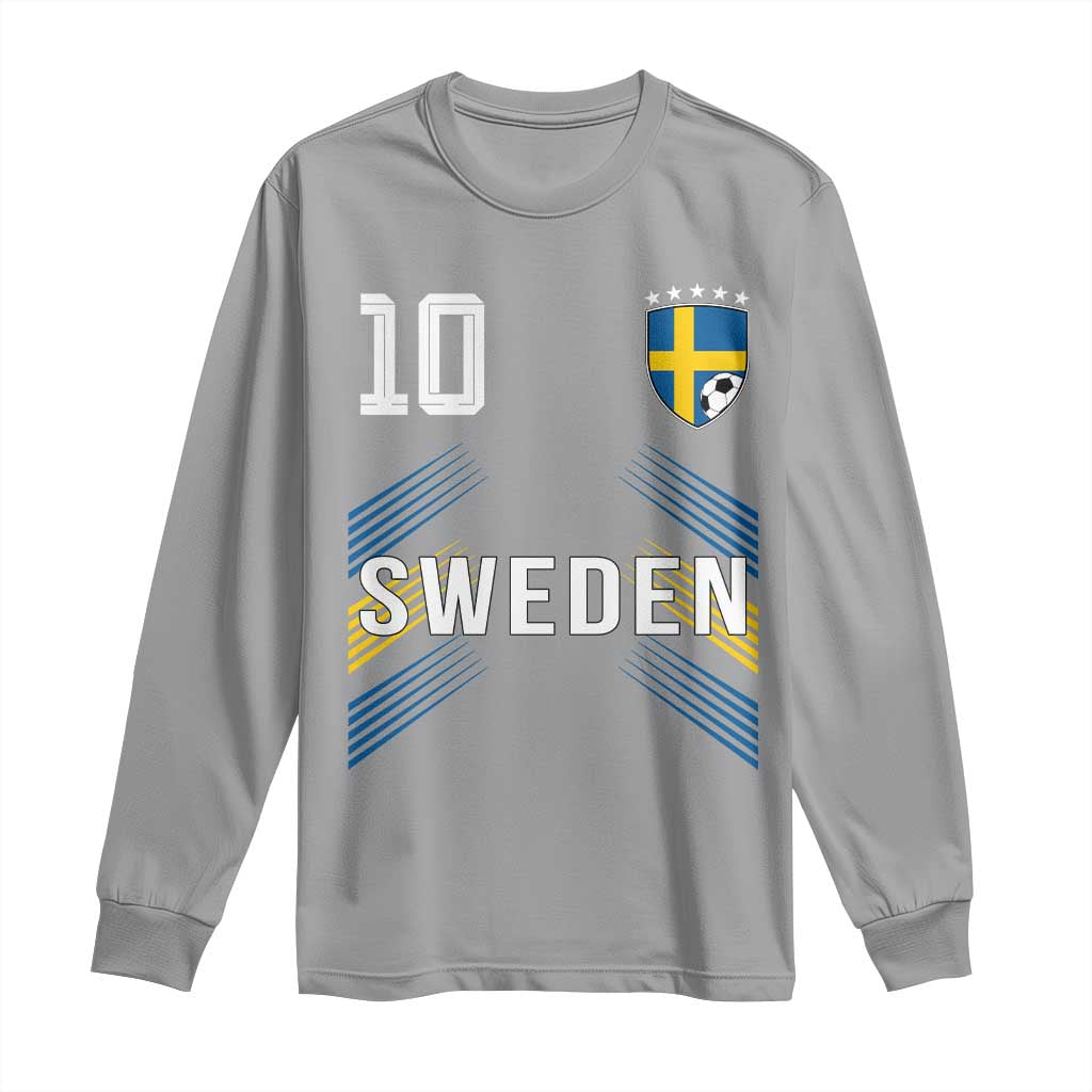 Sweden Soccer Sports Graphic Number 10 Jersey Style Long Sleeve Shirt Proud Swedish Football Fans Game Day Pride TS02 Sport Gray Print Your Wear