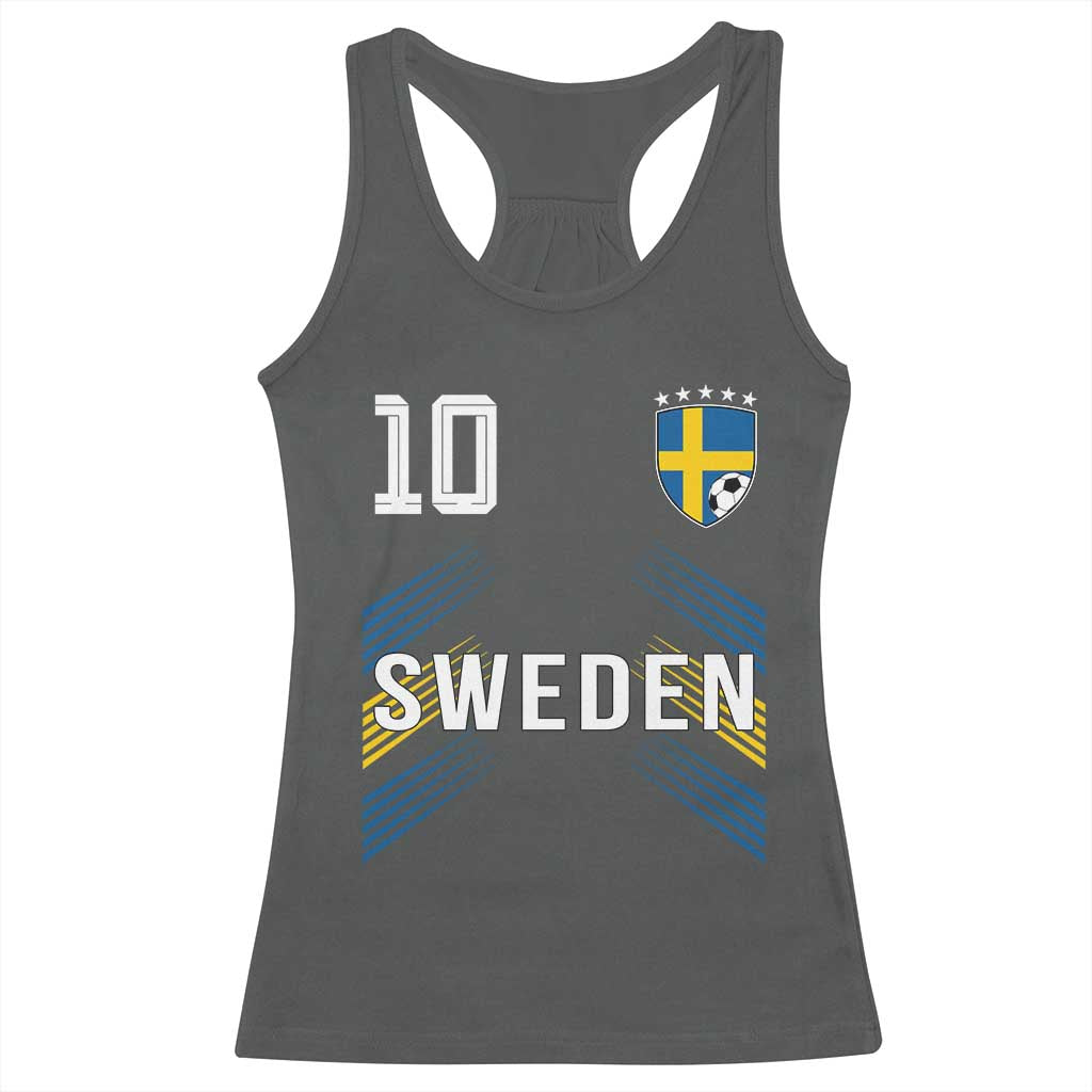Sweden Soccer Sports Graphic Number 10 Jersey Style Racerback Tank Top Proud Swedish Football Fans Game Day Pride TS02 Dark Heather Print Your Wear