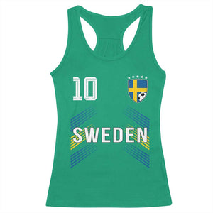 Sweden Soccer Sports Graphic Number 10 Jersey Style Racerback Tank Top Proud Swedish Football Fans Game Day Pride TS02 Irish Green Print Your Wear
