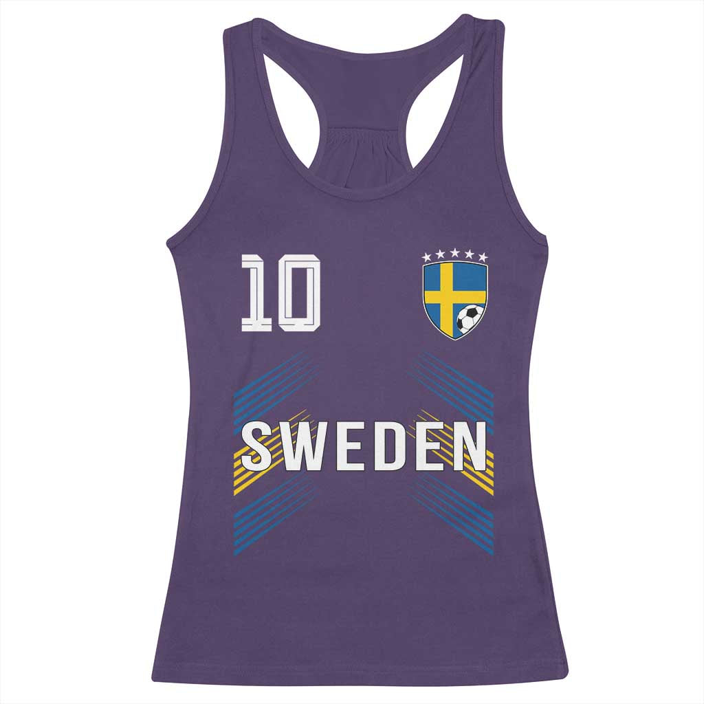 Sweden Soccer Sports Graphic Number 10 Jersey Style Racerback Tank Top Proud Swedish Football Fans Game Day Pride TS02 Purple Print Your Wear
