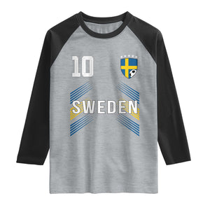 Sweden Soccer Sports Graphic Number 10 Jersey Style Raglan Shirt Proud Swedish Football Fans Game Day Pride TS02 Heather Gray Black Print Your Wear