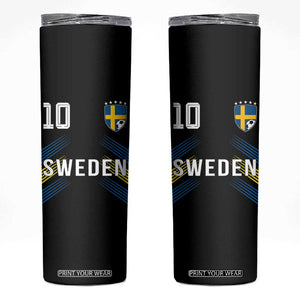 Sweden Soccer Sports Graphic Number 10 Jersey Style Skinny Tumbler Proud Swedish Football Fans Game Day Pride TS02 Black Print Your Wear