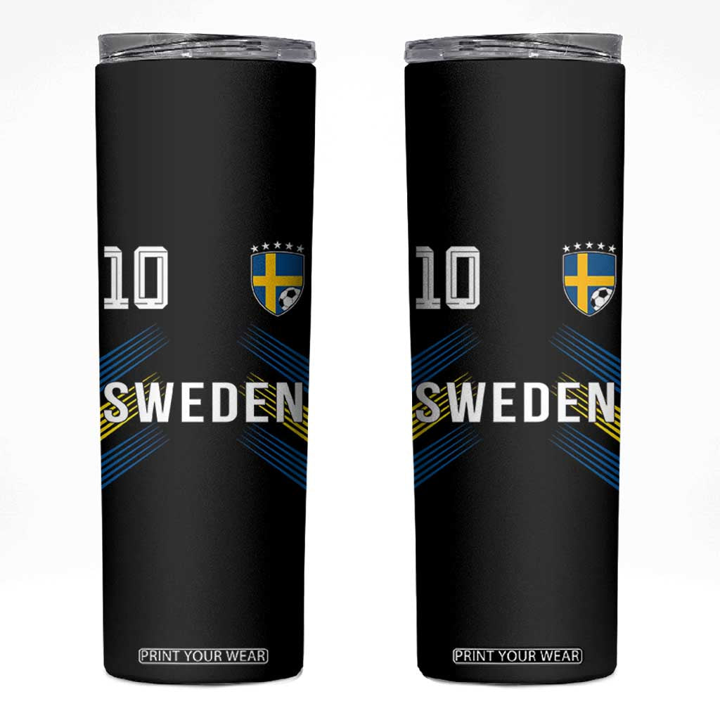 Sweden Soccer Sports Graphic Number 10 Jersey Style Skinny Tumbler Proud Swedish Football Fans Game Day Pride TS02 Black Print Your Wear