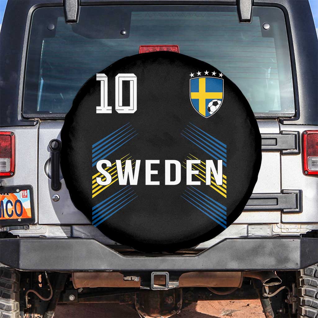 Sweden Soccer Sports Graphic Number 10 Jersey Style Spare Tire Cover Proud Swedish Football Fans Game Day Pride TS02 No hole Black Print Your Wear
