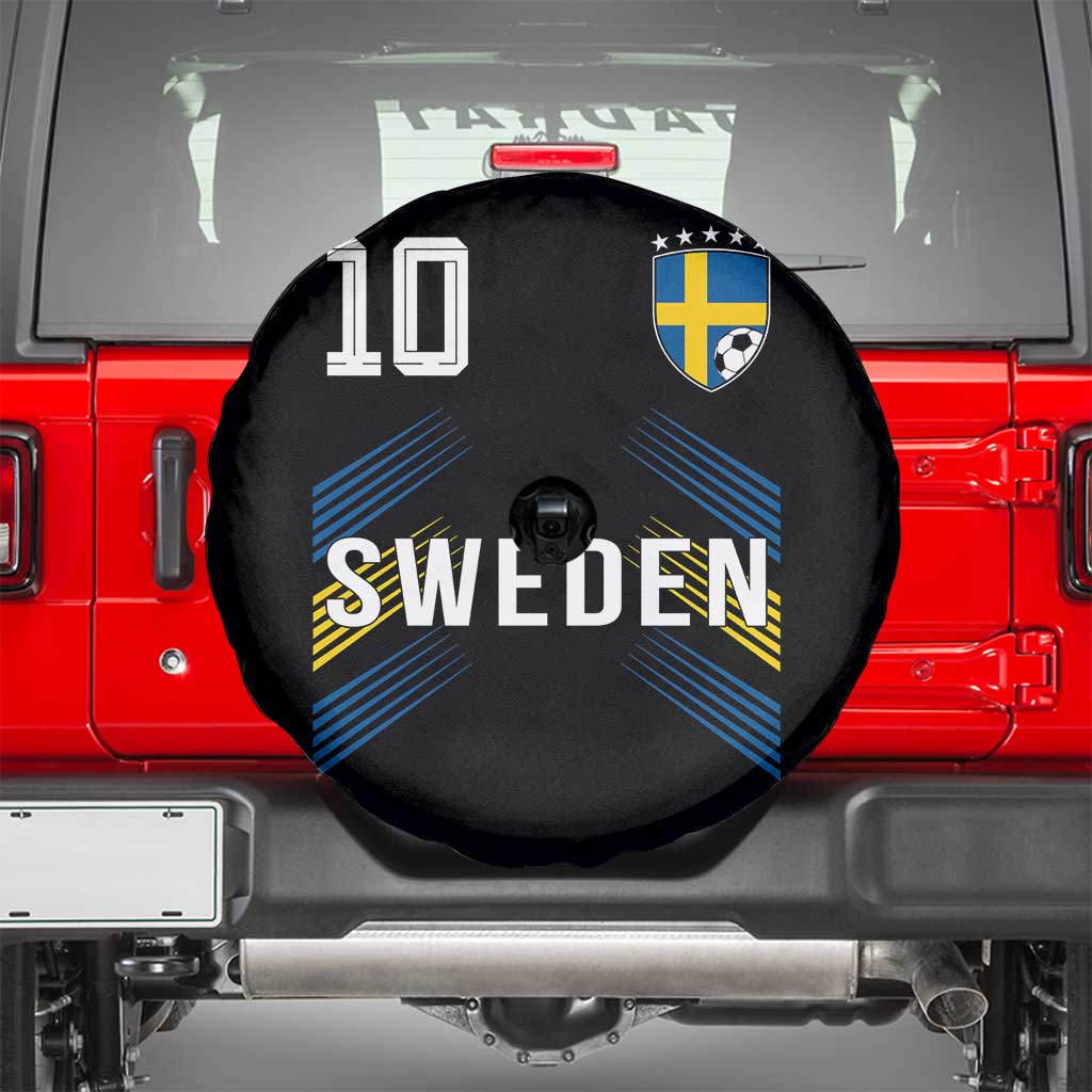 Sweden Soccer Sports Graphic Number 10 Jersey Style Spare Tire Cover Proud Swedish Football Fans Game Day Pride TS02 Black Print Your Wear