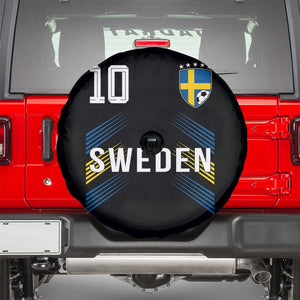 Sweden Soccer Sports Graphic Number 10 Jersey Style Spare Tire Cover Proud Swedish Football Fans Game Day Pride TS02 Black Print Your Wear
