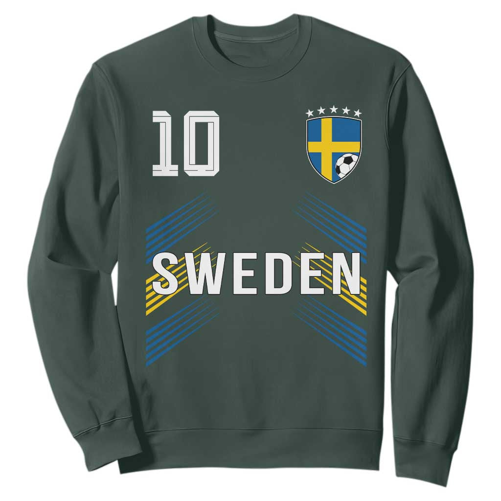 Sweden Soccer Sports Graphic Number 10 Jersey Style Sweatshirt Proud Swedish Football Fans Game Day Pride TS02 Dark Forest Green Print Your Wear
