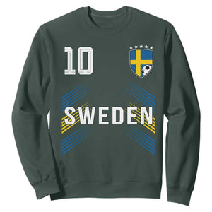 Sweden Soccer Sports Graphic Number 10 Jersey Style Sweatshirt Proud Swedish Football Fans Game Day Pride TS02 Dark Forest Green Print Your Wear