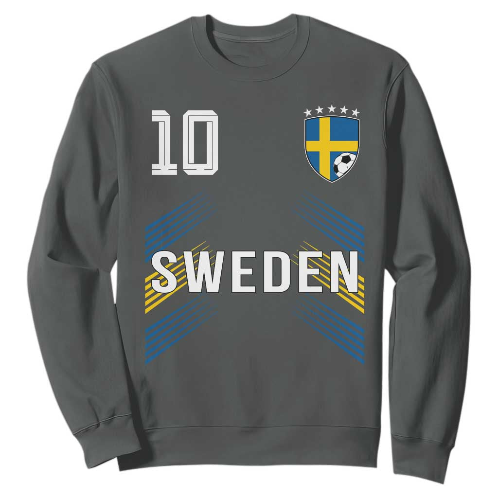 Sweden Soccer Sports Graphic Number 10 Jersey Style Sweatshirt Proud Swedish Football Fans Game Day Pride TS02 Dark Heather Print Your Wear