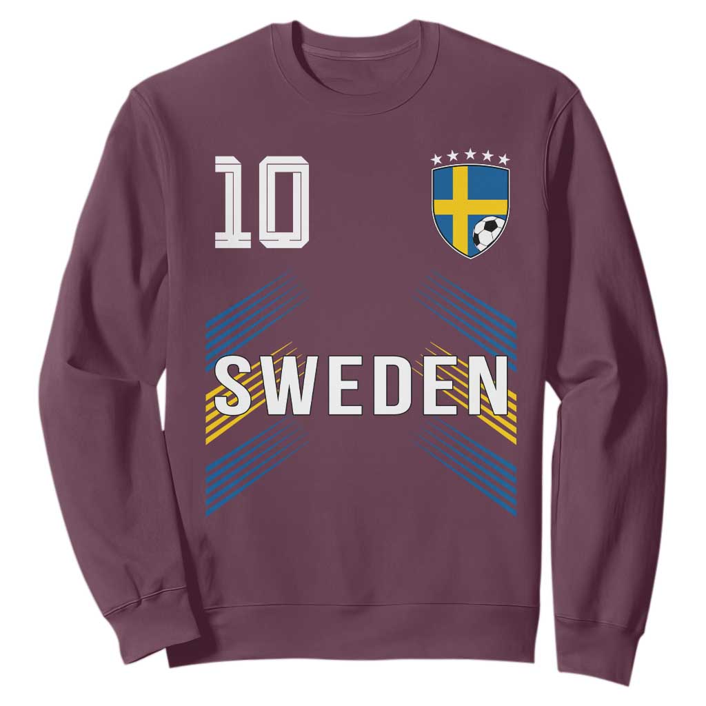 Sweden Soccer Sports Graphic Number 10 Jersey Style Sweatshirt Proud Swedish Football Fans Game Day Pride TS02 Maroon Print Your Wear