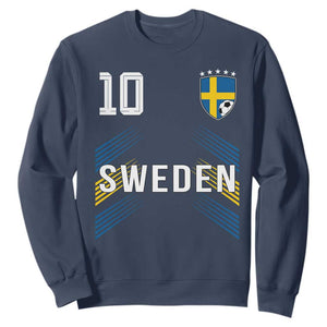 Sweden Soccer Sports Graphic Number 10 Jersey Style Sweatshirt Proud Swedish Football Fans Game Day Pride TS02 Navy Print Your Wear