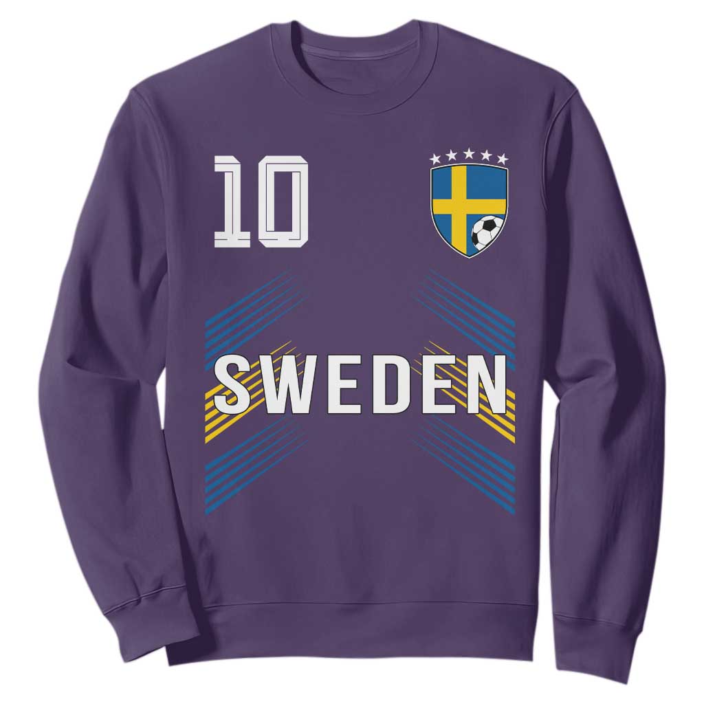 Sweden Soccer Sports Graphic Number 10 Jersey Style Sweatshirt Proud Swedish Football Fans Game Day Pride TS02 Purple Print Your Wear