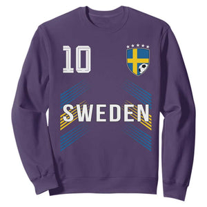 Sweden Soccer Sports Graphic Number 10 Jersey Style Sweatshirt Proud Swedish Football Fans Game Day Pride TS02 Purple Print Your Wear