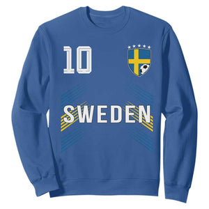 Sweden Soccer Sports Graphic Number 10 Jersey Style Sweatshirt Proud Swedish Football Fans Game Day Pride TS02 Royal Blue Print Your Wear
