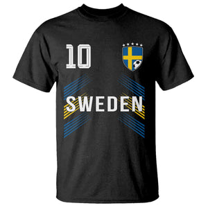 Sweden Soccer Sports Graphic Number 10 Jersey Style T Shirt Proud Swedish Football Fans Game Day Pride TS02 Black Print Your Wear
