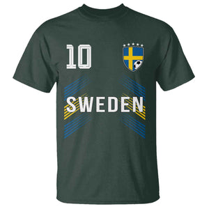 Sweden Soccer Sports Graphic Number 10 Jersey Style T Shirt Proud Swedish Football Fans Game Day Pride TS02 Dark Forest Green Print Your Wear