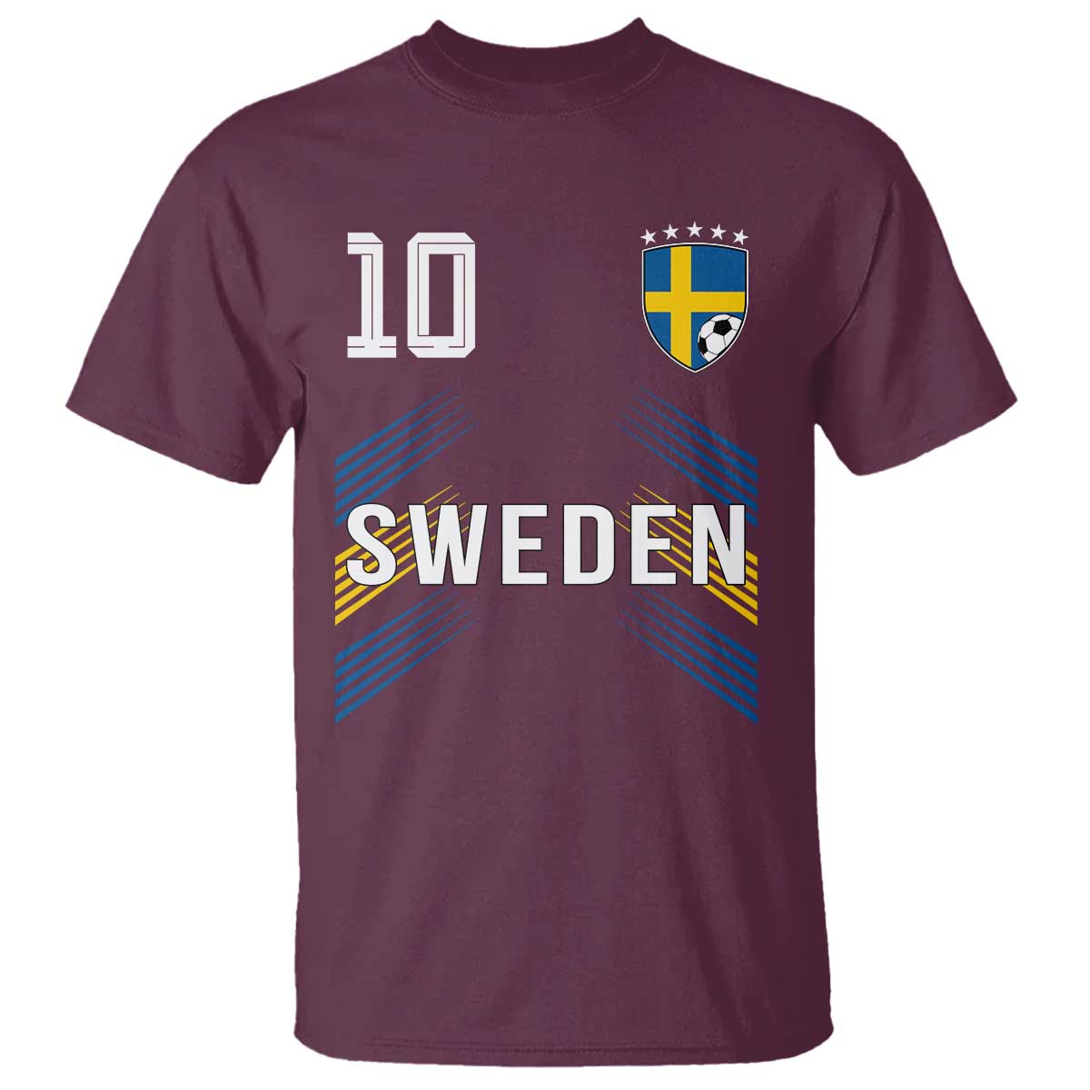 Sweden Soccer Sports Graphic Number 10 Jersey Style T Shirt Proud Swedish Football Fans Game Day Pride TS02 Maroon Print Your Wear