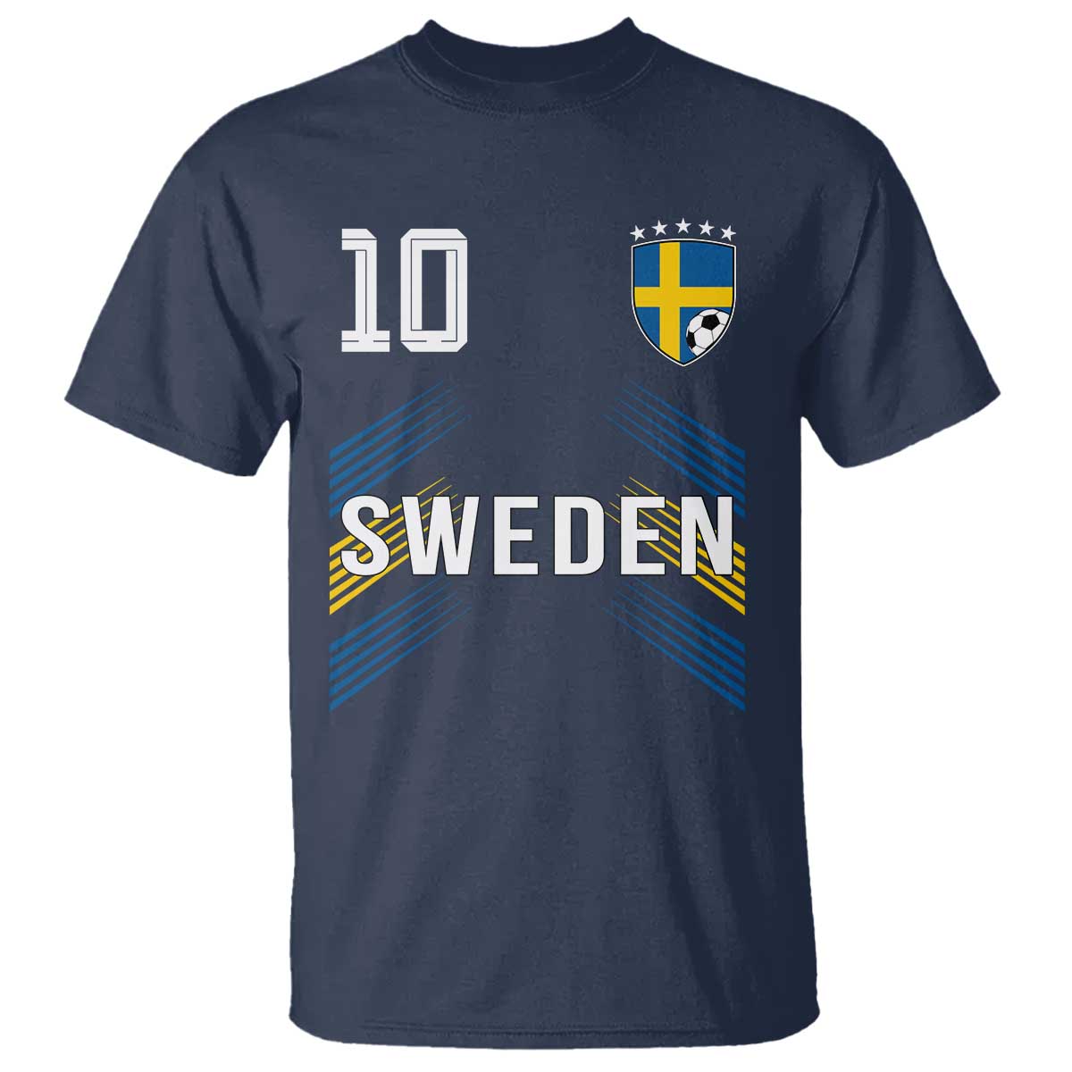 Sweden Soccer Sports Graphic Number 10 Jersey Style T Shirt Proud Swedish Football Fans Game Day Pride TS02 Navy Print Your Wear