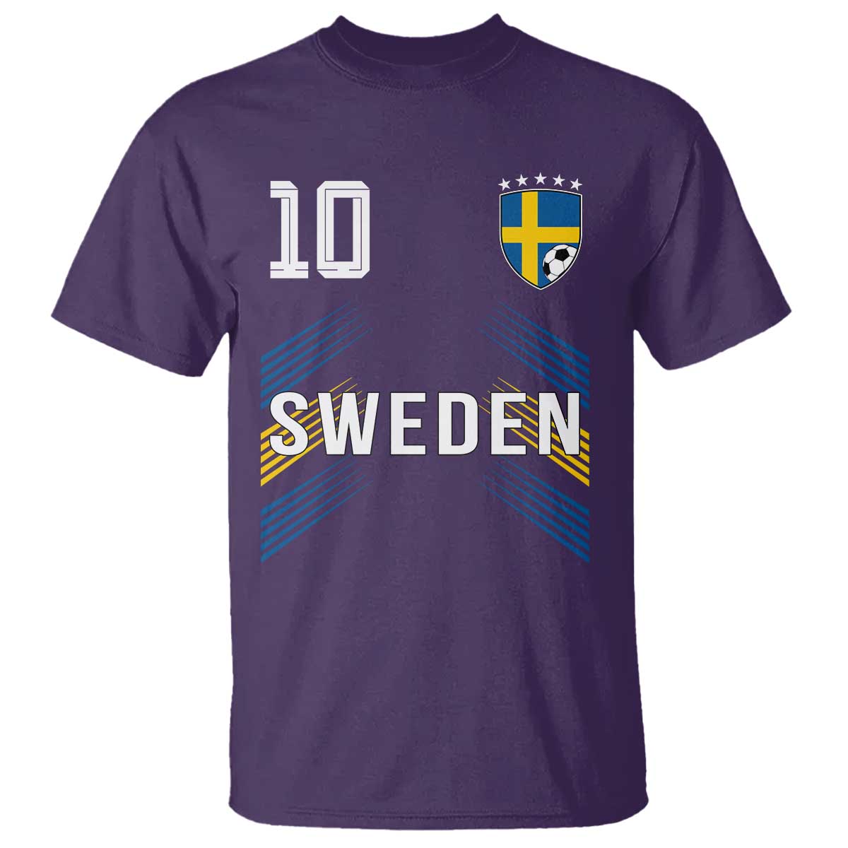 Sweden Soccer Sports Graphic Number 10 Jersey Style T Shirt Proud Swedish Football Fans Game Day Pride TS02 Purple Print Your Wear