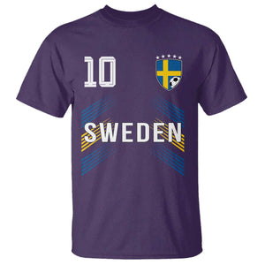 Sweden Soccer Sports Graphic Number 10 Jersey Style T Shirt Proud Swedish Football Fans Game Day Pride TS02 Purple Print Your Wear