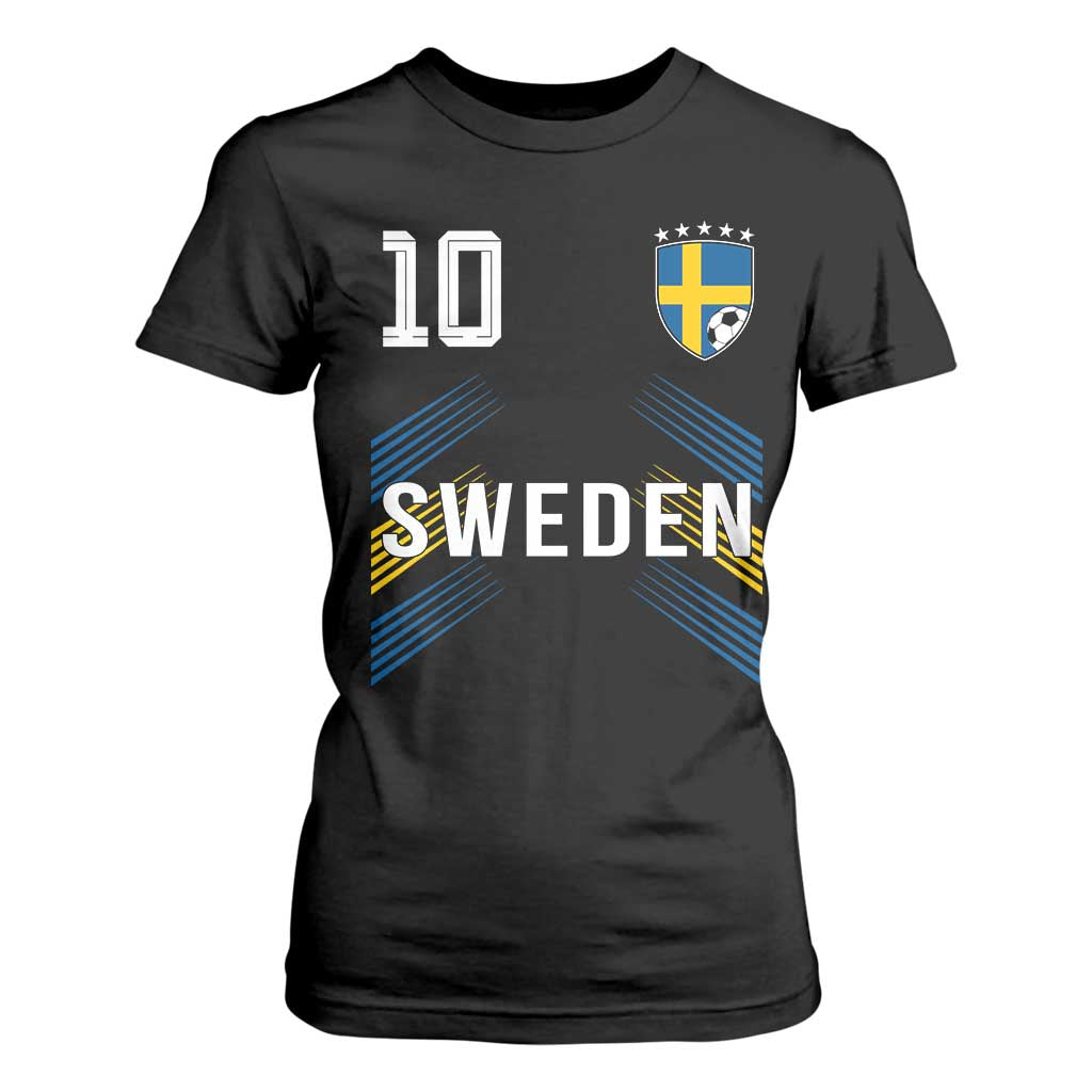 Sweden Soccer Sports Graphic Number 10 Jersey Style T Shirt For Women Proud Swedish Football Fans Game Day Pride TS02 Black Print Your Wear