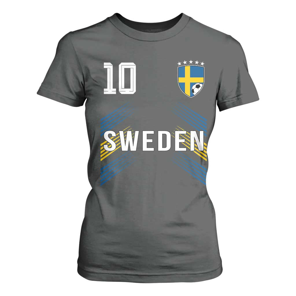 Sweden Soccer Sports Graphic Number 10 Jersey Style T Shirt For Women Proud Swedish Football Fans Game Day Pride TS02 Dark Heather Print Your Wear