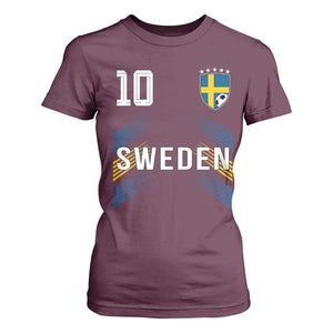 Sweden Soccer Sports Graphic Number 10 Jersey Style T Shirt For Women Proud Swedish Football Fans Game Day Pride TS02 Maroon Print Your Wear