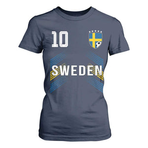 Sweden Soccer Sports Graphic Number 10 Jersey Style T Shirt For Women Proud Swedish Football Fans Game Day Pride TS02 Navy Print Your Wear