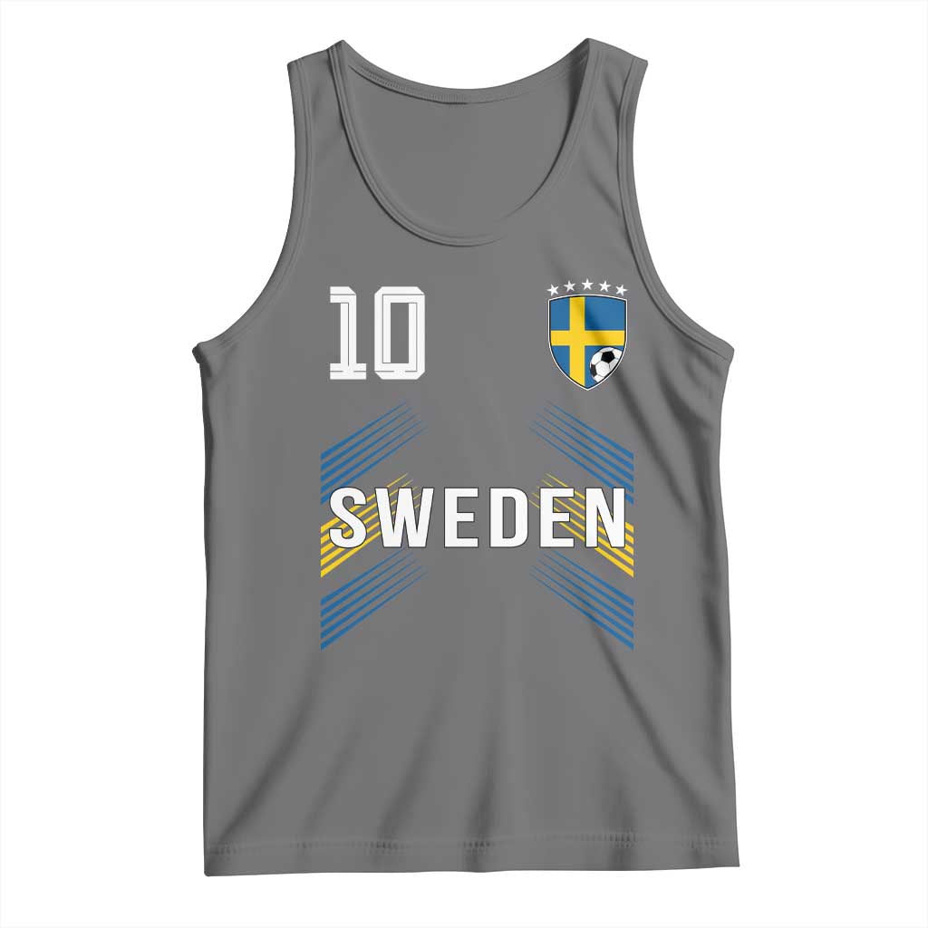 Sweden Soccer Sports Graphic Number 10 Jersey Style Tank Top Proud Swedish Football Fans Game Day Pride TS02 Black Heather Print Your Wear