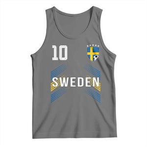 Sweden Soccer Sports Graphic Number 10 Jersey Style Tank Top Proud Swedish Football Fans Game Day Pride TS02 Black Heather Print Your Wear
