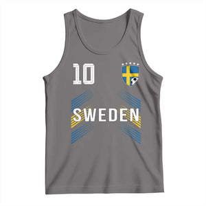 Sweden Soccer Sports Graphic Number 10 Jersey Style Tank Top Proud Swedish Football Fans Game Day Pride TS02 Deep Heather Print Your Wear