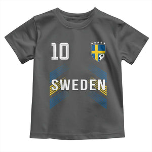 Sweden Soccer Sports Graphic Number 10 Jersey Style Toddler T Shirt Proud Swedish Football Fans Game Day Pride TS02 Dark Heather Print Your Wear
