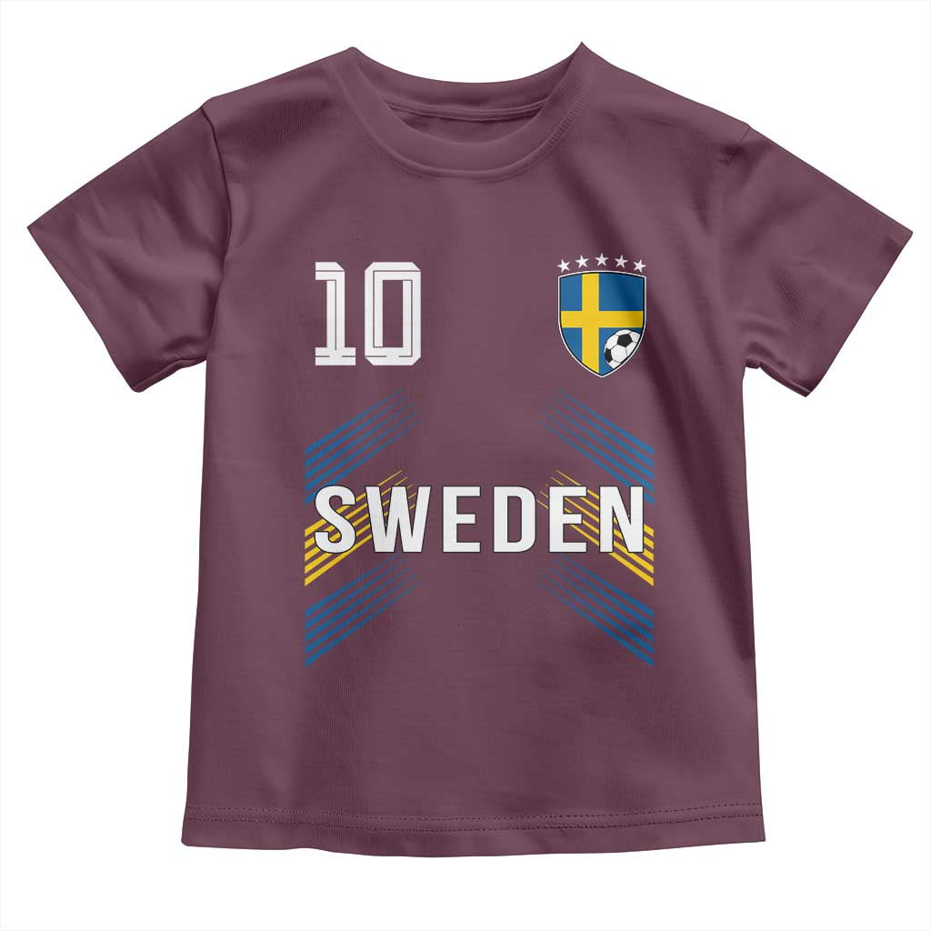 Sweden Soccer Sports Graphic Number 10 Jersey Style Toddler T Shirt Proud Swedish Football Fans Game Day Pride TS02 Maroon Print Your Wear