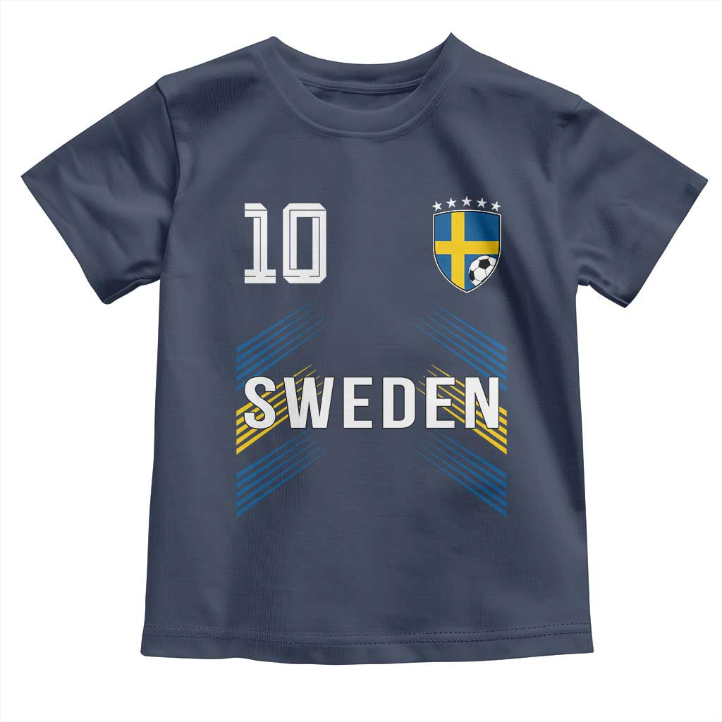 Sweden Soccer Sports Graphic Number 10 Jersey Style Toddler T Shirt Proud Swedish Football Fans Game Day Pride TS02 Navy Print Your Wear