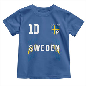 Sweden Soccer Sports Graphic Number 10 Jersey Style Toddler T Shirt Proud Swedish Football Fans Game Day Pride TS02 Royal Blue Print Your Wear