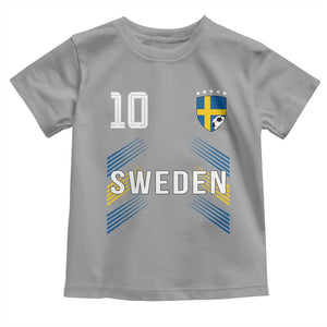 Sweden Soccer Sports Graphic Number 10 Jersey Style Toddler T Shirt Proud Swedish Football Fans Game Day Pride TS02 Sport Gray Print Your Wear