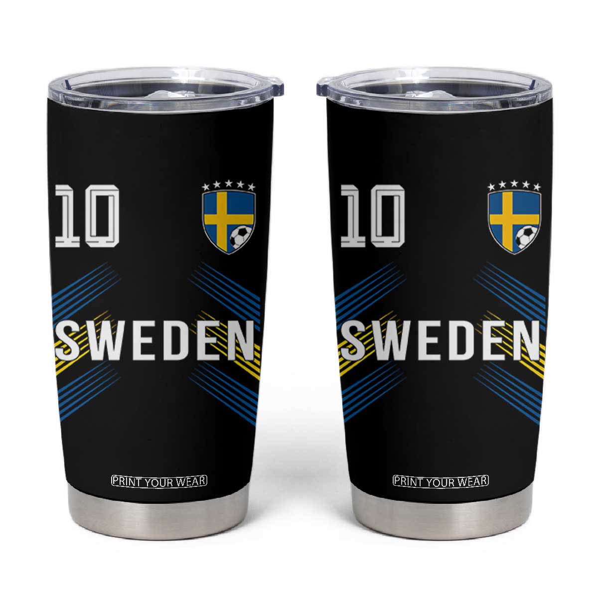 Sweden Soccer Sports Graphic Number 10 Jersey Style Tumbler Cup Proud Swedish Football Fans Game Day Pride TS02 Black Print Your Wear