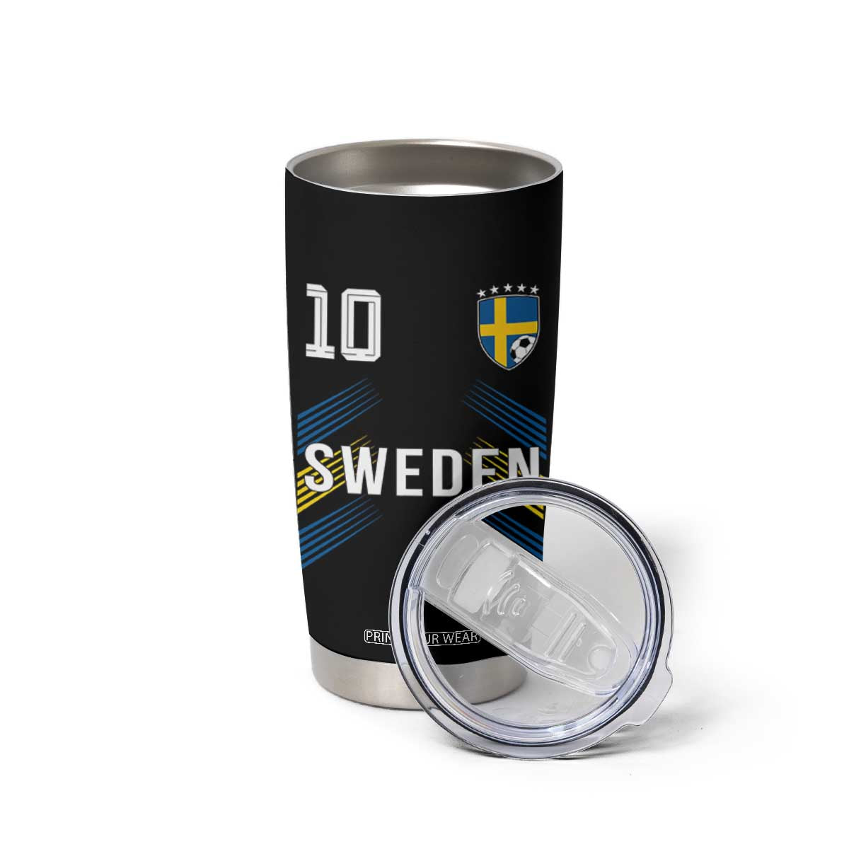 Sweden Soccer Sports Graphic Number 10 Jersey Style Tumbler Cup Proud Swedish Football Fans Game Day Pride TS02 Print Your Wear