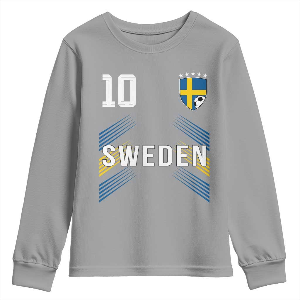 Sweden Soccer Sports Graphic Number 10 Jersey Style Youth Sweatshirt Proud Swedish Football Fans Game Day Pride TS02 Sport Gray Print Your Wear