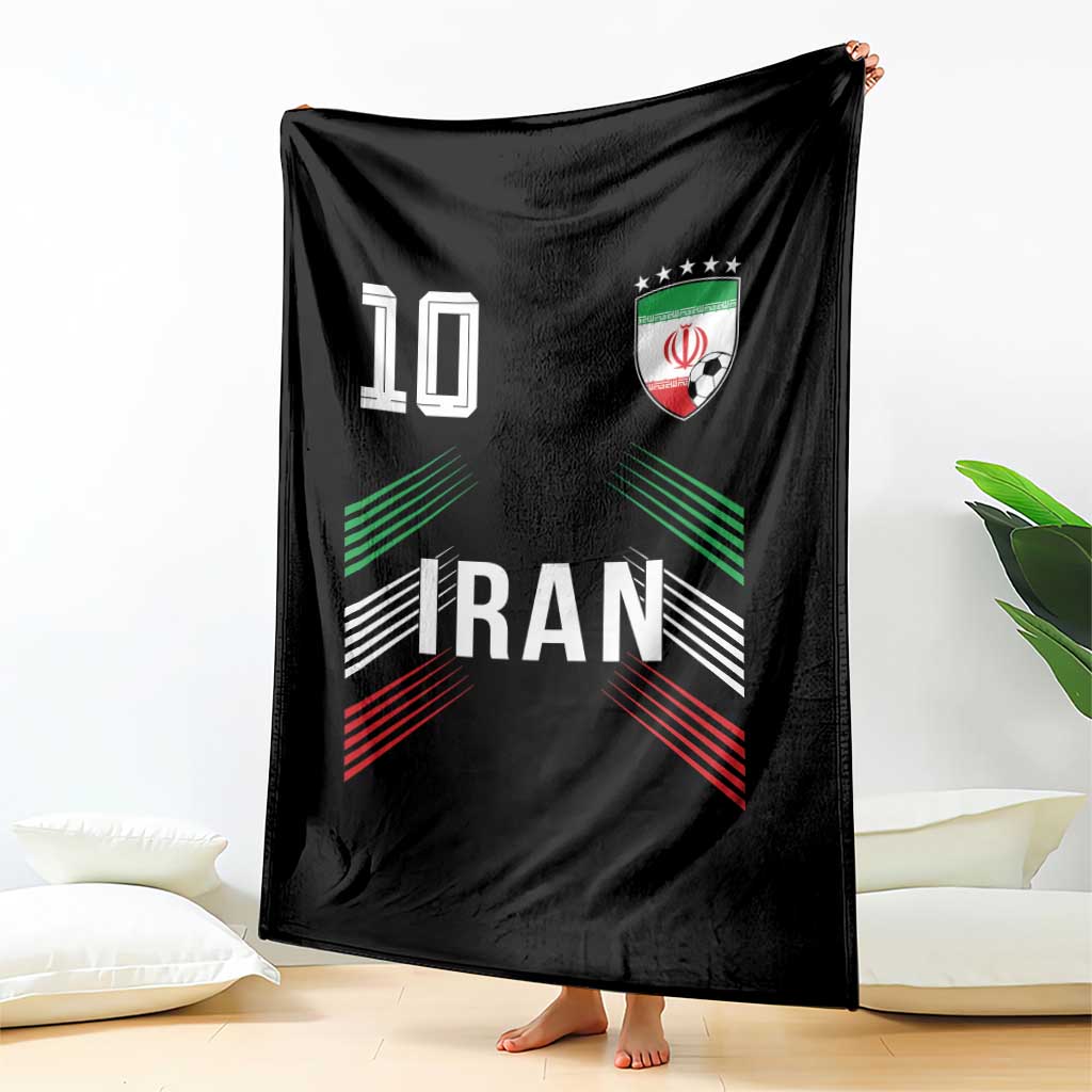 Iran Soccer Sports Graphic Number 10 Jersey Style Throw Blanket Proud Iranian Football Fans Game Day Pride TS02 Print Your Wear
