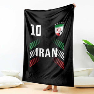 Iran Soccer Sports Graphic Number 10 Jersey Style Throw Blanket Proud Iranian Football Fans Game Day Pride TS02 Print Your Wear