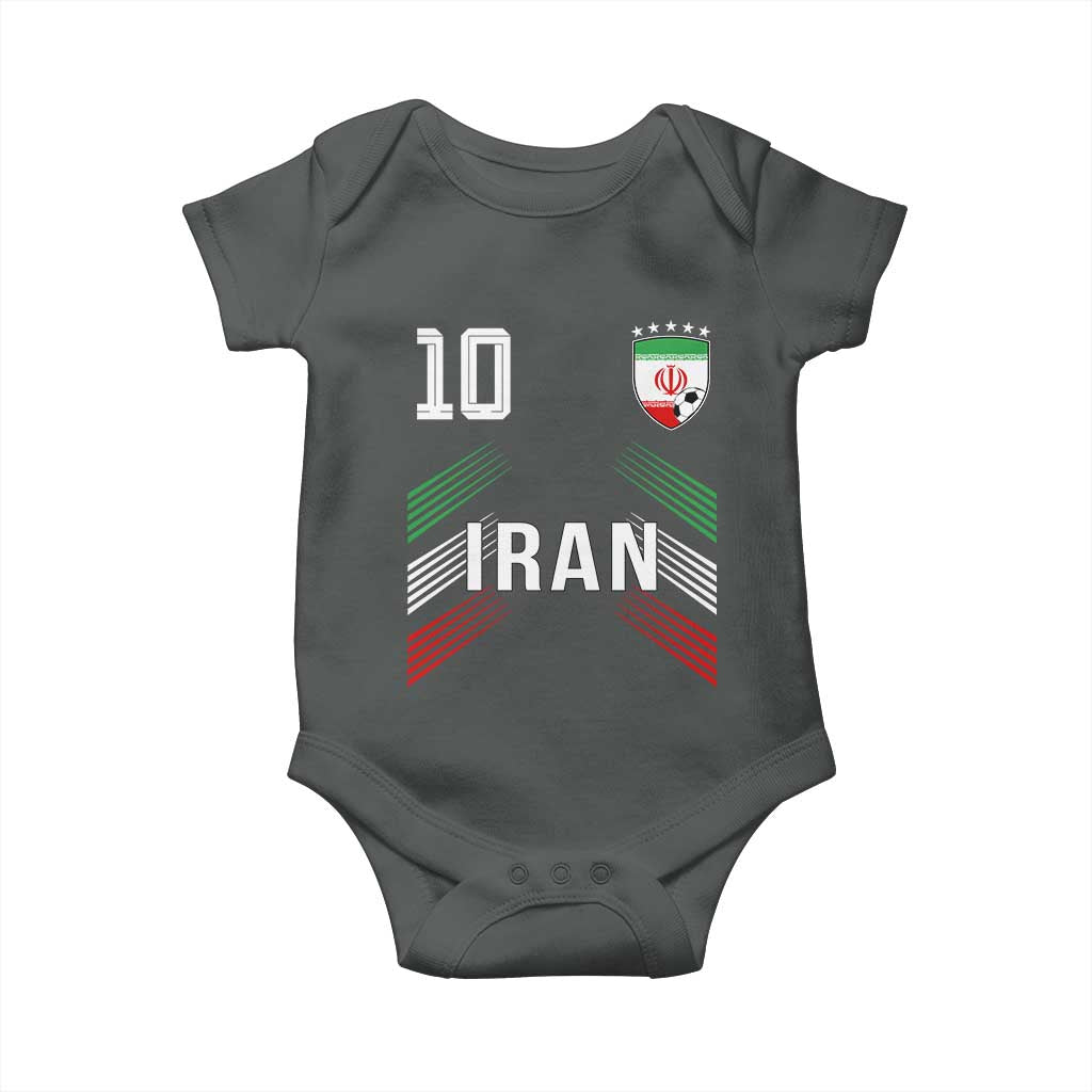Iran Soccer Sports Graphic Number 10 Jersey Style Baby Onesie Proud Iranian Football Fans Game Day Pride TS02 Dark Heather Print Your Wear