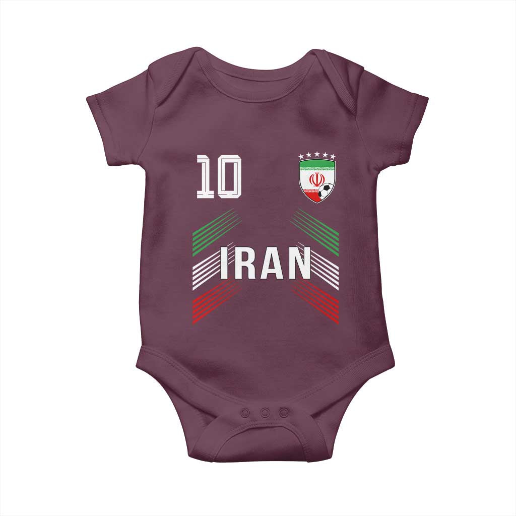 Iran Soccer Sports Graphic Number 10 Jersey Style Baby Onesie Proud Iranian Football Fans Game Day Pride TS02 Maroon Print Your Wear