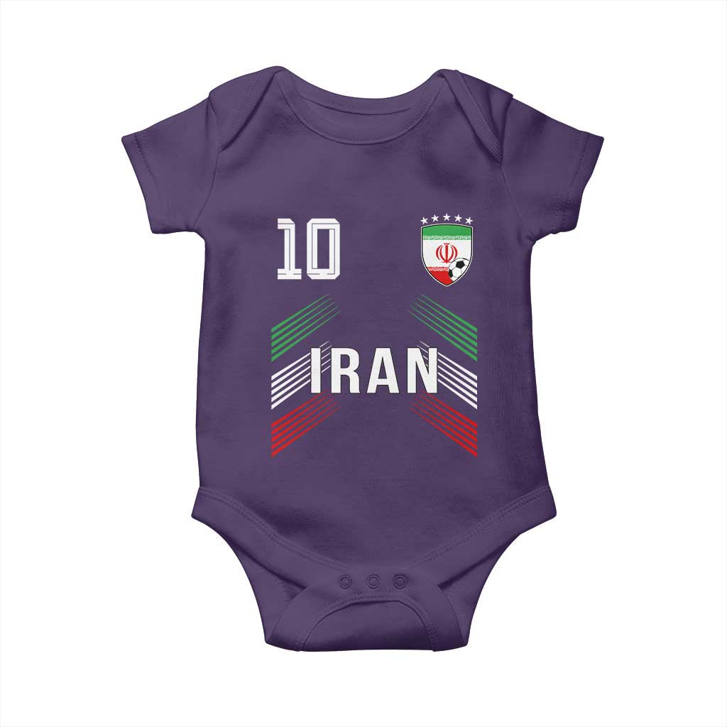 Iran Soccer Sports Graphic Number 10 Jersey Style Baby Onesie Proud Iranian Football Fans Game Day Pride TS02 Purple Print Your Wear
