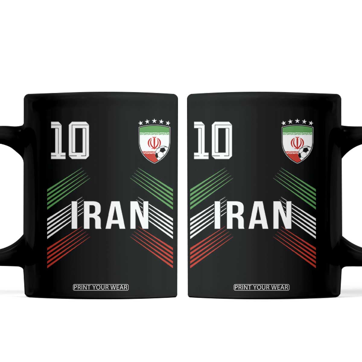 Iran Soccer Sports Graphic Number 10 Jersey Style Coffee Mug Proud Iranian Football Fans Game Day Pride TS02 Black Print Your Wear