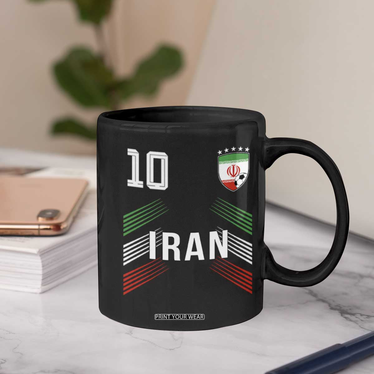 Iran Soccer Sports Graphic Number 10 Jersey Style Coffee Mug Proud Iranian Football Fans Game Day Pride TS02 Print Your Wear