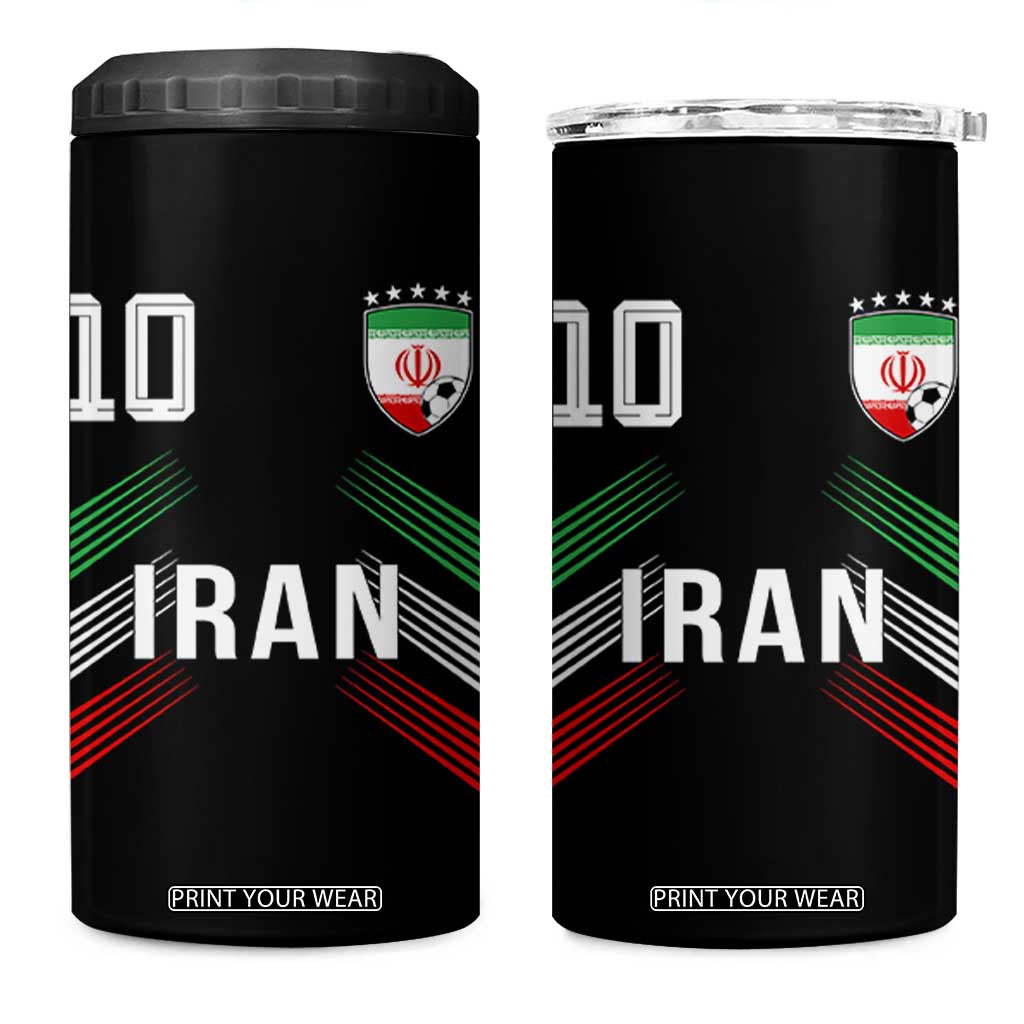 Iran Soccer Sports Graphic Number 10 Jersey Style 4 in 1 Can Cooler Tumbler Proud Iranian Football Fans Game Day Pride TS02 One Size: 16 oz Black Print Your Wear