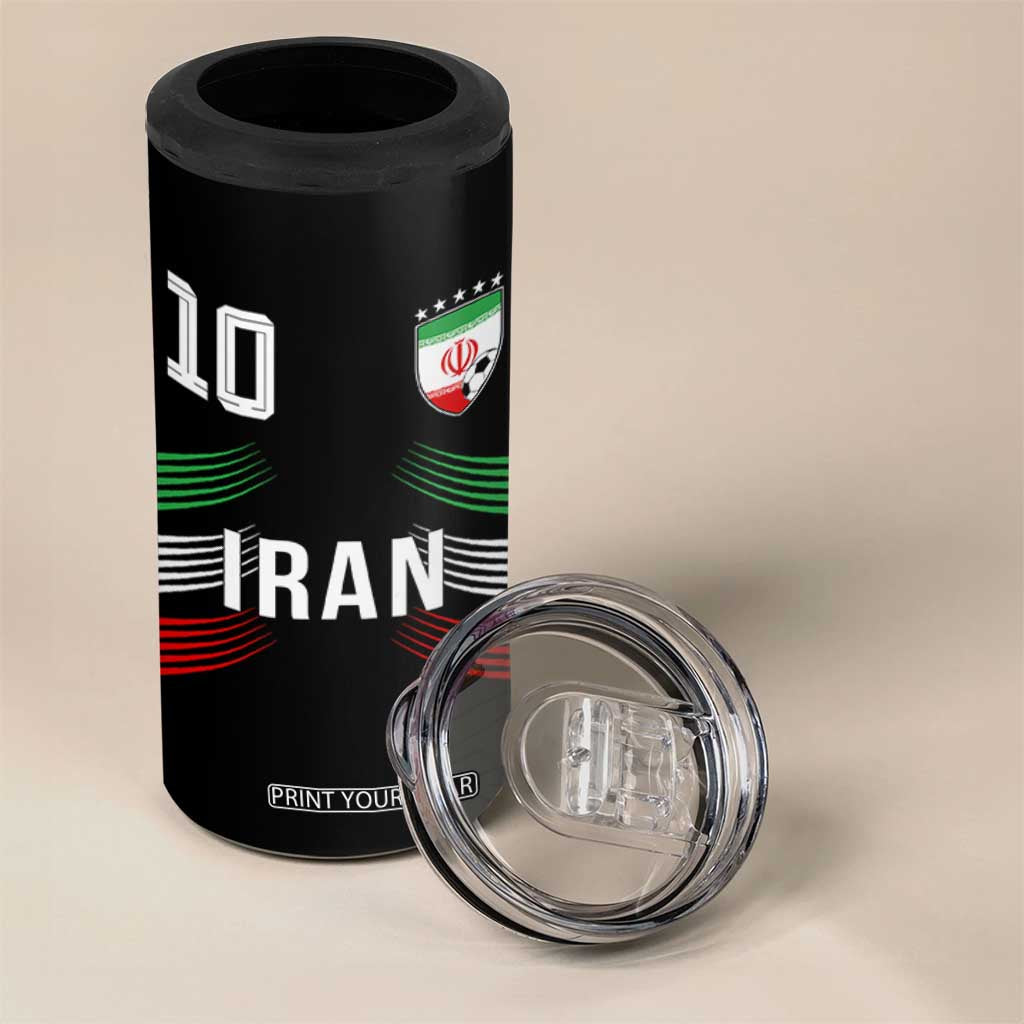 Iran Soccer Sports Graphic Number 10 Jersey Style 4 in 1 Can Cooler Tumbler Proud Iranian Football Fans Game Day Pride TS02 Print Your Wear