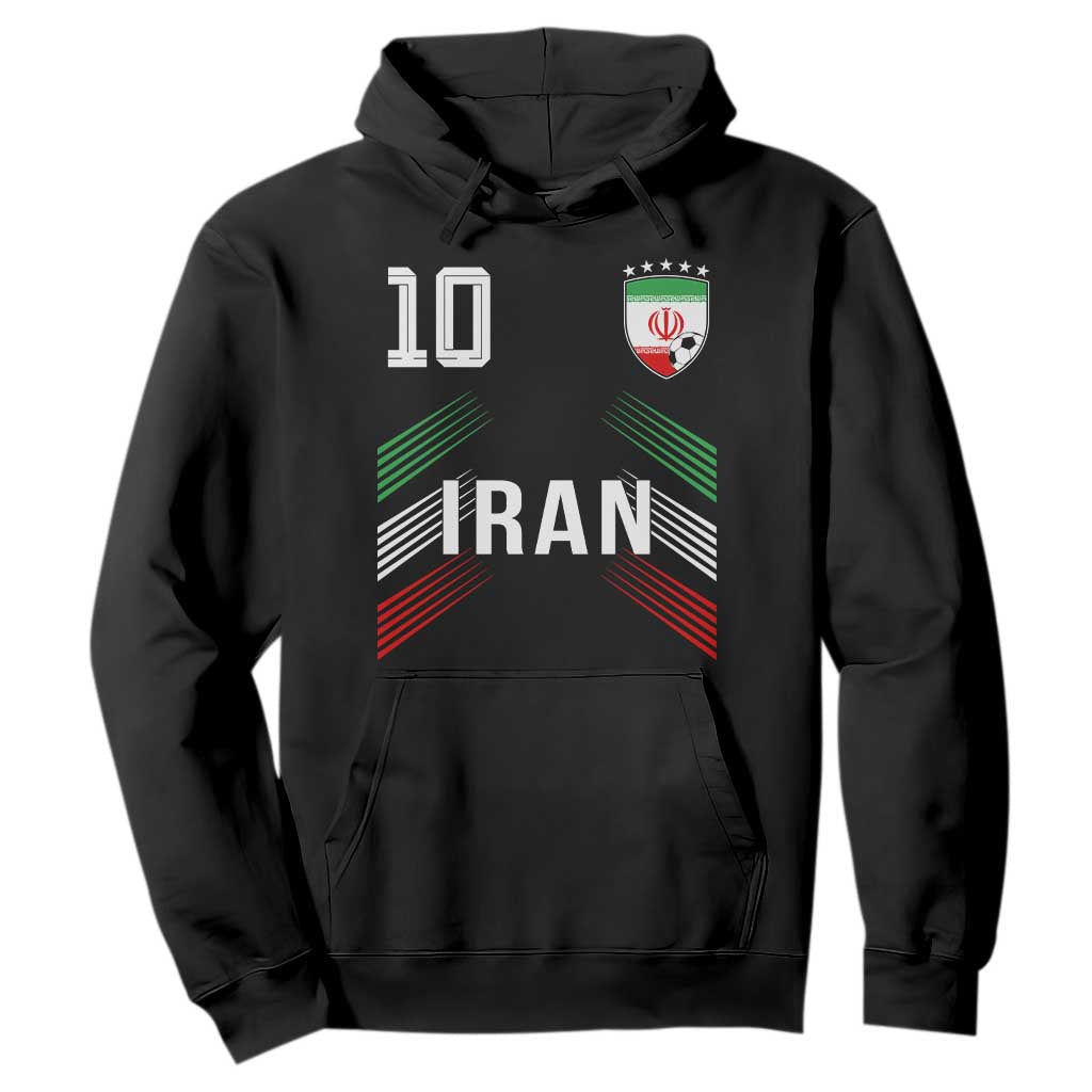 Iran Soccer Sports Graphic Number 10 Jersey Style Hoodie Proud Iranian Football Fans Game Day Pride TS02 Black Print Your Wear