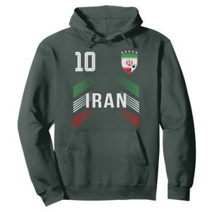 Iran Soccer Sports Graphic Number 10 Jersey Style Hoodie Proud Iranian Football Fans Game Day Pride TS02 Dark Forest Green Print Your Wear
